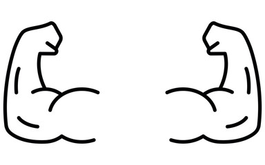 Biceps musclar arm icon. Strong muscular arms. Vector illustration.