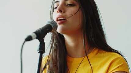 The female singer performing