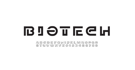 Modern font alphabet from segment round line, minimal technology style letters, and numbers, vector illustration 10EPS