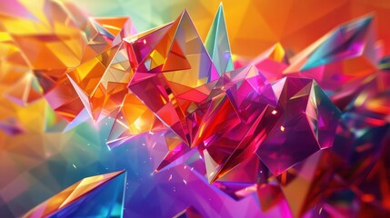 Colorful geometric animation in a 4k 3D render, showcasing vibrant shapes and energetic movements against a dynamic background.