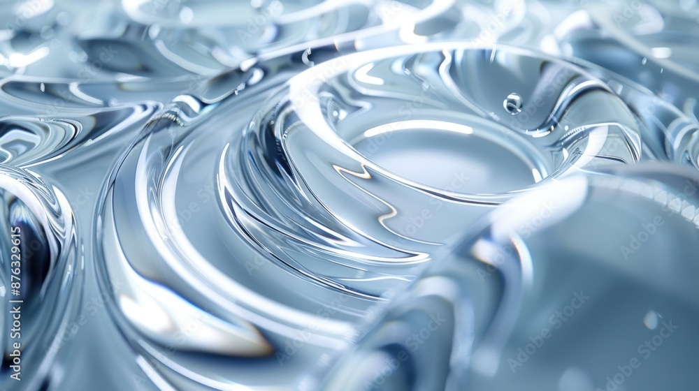 Poster rotating glass shapes in an abstract animation, presented in 4k, featuring a detailed 3d render with