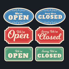 Vintage open and closed signboard pack