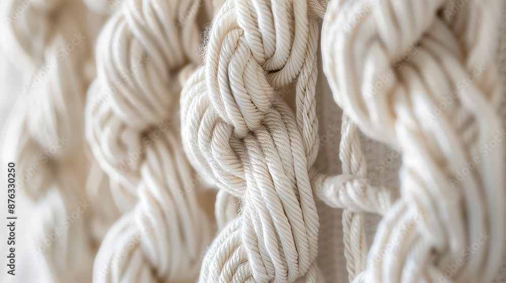 Poster macrame wall hanging with intricate knots and patterns adds bohemian elegance to any space.
