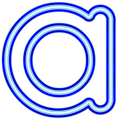 Neon font with luminous bright blue lowercase letters typography design-a