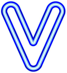 Neon font with luminous bright blue lowercase letters typography design-v