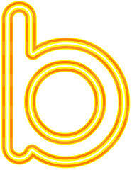 Neon font with luminous bright yellow and orange lowercase letters typography design-b