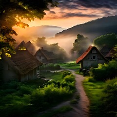 sunset in the mountains