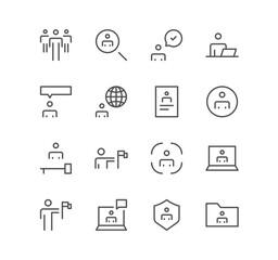 Set of business and finance icons, growth, support, career, shield, corporate and linear variety vectors.	
