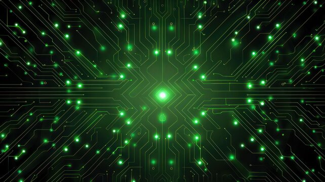 abstract black digital technology background with green diodes