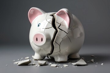 Broken Piggy Bank: Financial Crisis Concept