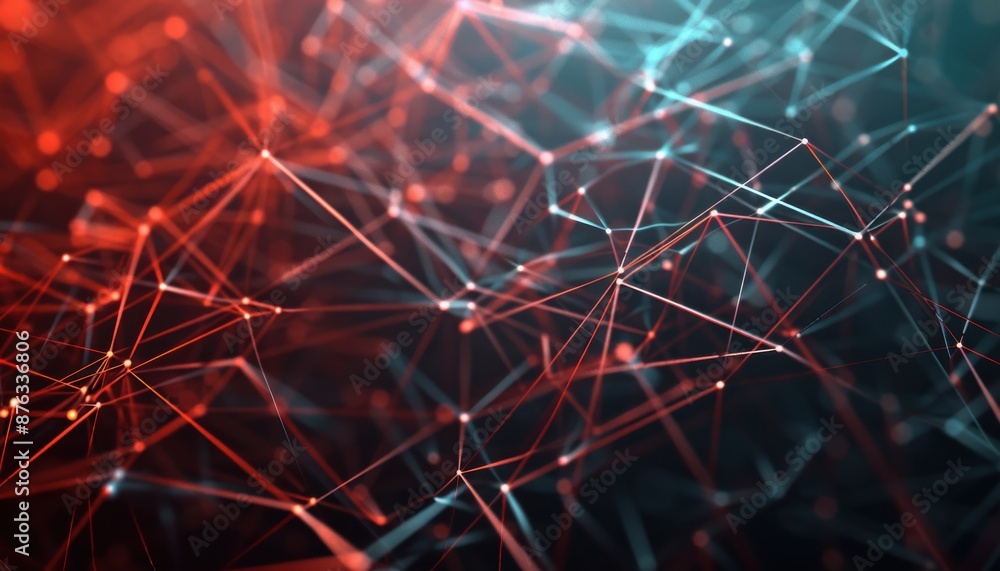 Aufkleber complex abstract technology background, intricate network of lines and nodes ideal for advanced tech