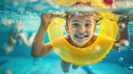 The child with yellow buoy