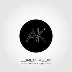 Creative logo letter A and K. A design element of a logo, business card, corporate sign or monogram. The idea of a thematic design