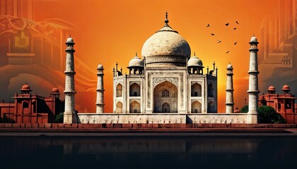 illustrated image of the tajmahal