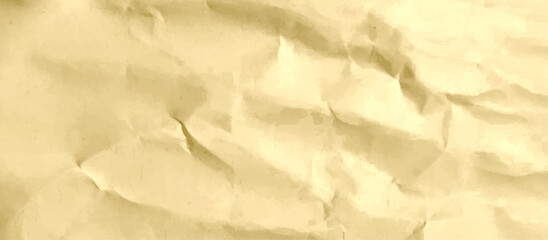 Old brown crumpled paper texture. horizontal banner texture wallpaper. old grunge parchment background. Vintage ancient empty copy space.