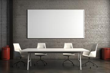 Working room with blank white poster for mockup, interior design inspiration, trendy home decor ideas, and minimalist aesthetic