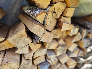 Stacked Firewood Ready For Winter In The Woods