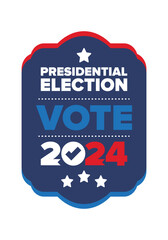 Presidential Election 2024 in United States. Vote day, November 5. US Election. Patriotic american element. Poster, card, banner and background. Vector illustration