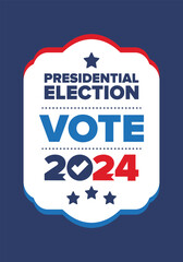 Presidential Election 2024 in United States. Vote day, November 5. US Election. Patriotic american element. Poster, card, banner and background. Vector illustration
