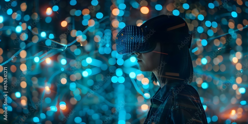 Poster metaverse technology creating virtual worlds with digital currency and immersive experiences. concep