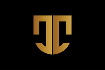Initial CC Letter Logo With Creative Modern Business Typography Vector Template. Creative Abstract Letter CC Logo Vector. CC shield with gold color