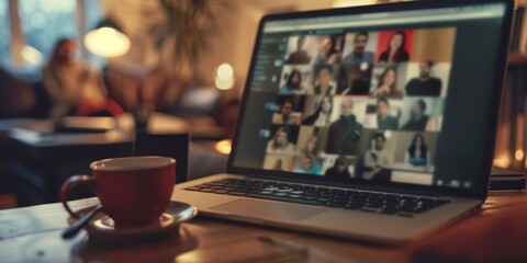 A person participating in an online mental health support group via video call