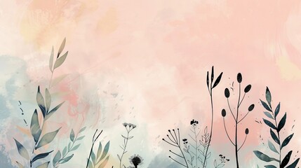 a serene pastel background with botanical motifs and natural textures, providing an organic stage for skincare or herbal products. 