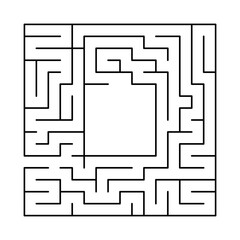 A square maze with an exit in the center. A game for children © Mastr