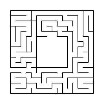 A square maze with an exit in the center. A game for children