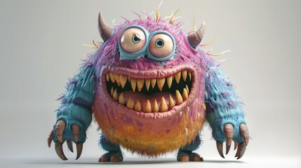3D furry color monster cartoon character