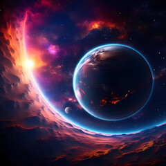 Abstract elegant wallpaper with alien planet