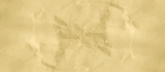 Old brown crumpled paper texture. horizontal banner texture wallpaper. old grunge parchment background. Vintage ancient empty copy space.