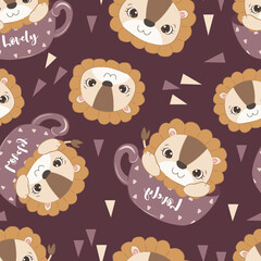 Cute baby animals seamless pattern