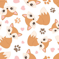 Cute baby animals seamless pattern