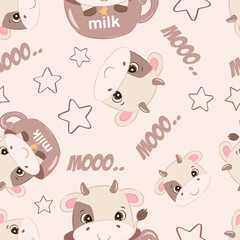 Cute baby animals seamless pattern
