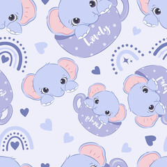 Cute baby animals seamless pattern