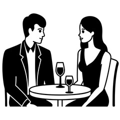 Couple dating vector art illustration