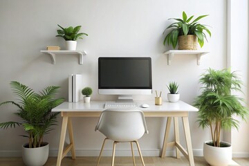 Workspace with laptop and coffee cup