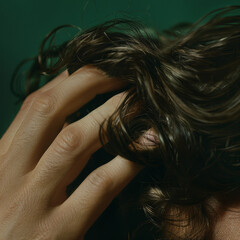 Obraz premium Fingers running through smooth man hair