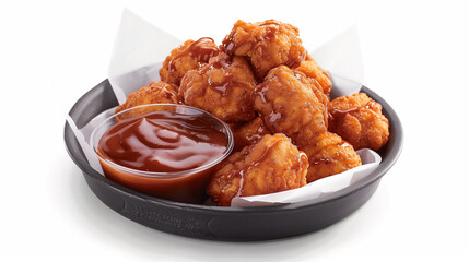 Spicy boneless chicken wings, drenched in buffalo and BBQ sauce, offer a combination of intense flavor and perfect crunchiness.