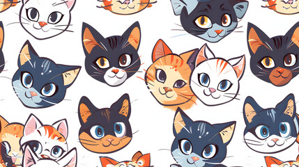 Cute cartoon cat head pattern. Cute cat Pattern