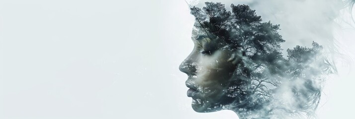 Ethereal Maiden in Captivating Double Exposure - Graceful and Enchanting Feminine Figure Symbolizing Ethereal Allure with Misty,Dreamlike Atmosphere - Ethereal Maiden in Captivating Double Exposure - 