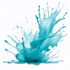 Single Soft Cyan Watercolor Splash on White Background
