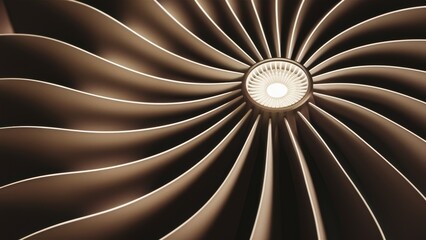 A close up of a large fan with the light shining through it, AI