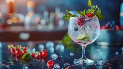 Luxurious Gin Cocktail In A Stylish Setting