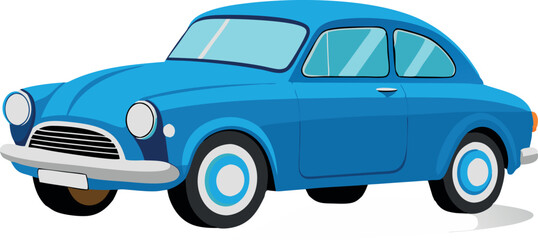 Classic blue car illustration. Suitable for retro car designs and automobile history themes.