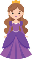 Fototapeta premium A young princess in a purple dress and a crown, looking regal and elegant.