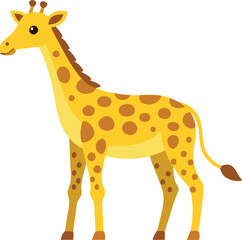 Fototapeta premium Cartoon giraffe standing isolated on white background. Illustration of a cute giraffe with a long neck and spots.