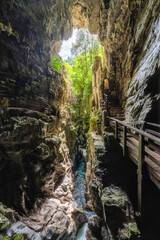 Marvelous scenery at the Grotte del Bussento WWF Oasis, near Morigerati. Cilento, Campania, Italy.