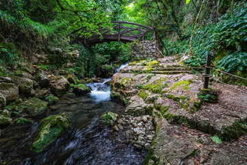 Marvelous scenery at the Grotte del Bussento WWF Oasis, near Morigerati. Cilento, Campania, Italy.